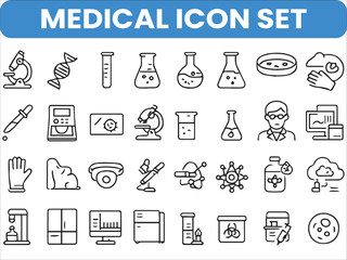 Minimal Healthcare Line Icons &ndash; Hospital, Doctor & Wellness Symbols