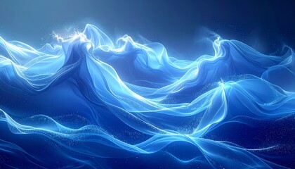 Abstract blue wave background with fractal smoke and light design, showing flowing texture and motion art