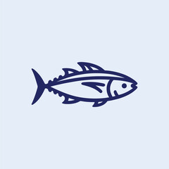 Tuna Fish Logo Vector Design – Minimal Line Art Style Seafood Illustration