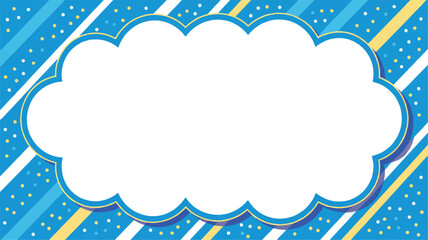 Vector art of cloud shaped frame on blue striped background
