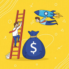 Fast Track Versus Traditional Climb Modern Business Success Financial Growth