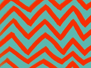 緑にオレンジのジグザグ模様