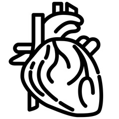 Heart outline icon depicts a black and white anatomical drawing featuring a schematic human heart illustration.