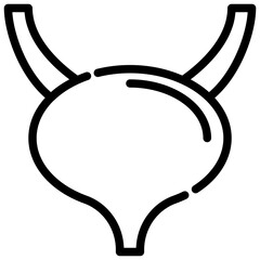 Bladder outline icon simple line drawing icon presents a diagram of the urinary bladder for design.