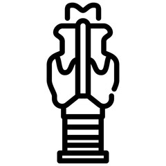 Trachea outline icon blackandwhite line drawing depicts human larynx anatomy representing its trachea outline as an icon.