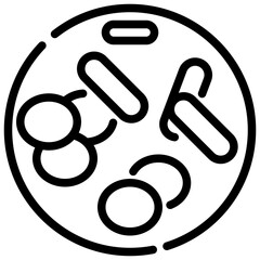 Chromosome outline icon highlights the petri dish bacteria of diverse shapes and sizes within.