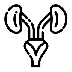 Kidneys outline icon provides a simplified black and white illustration of the human urinary system.