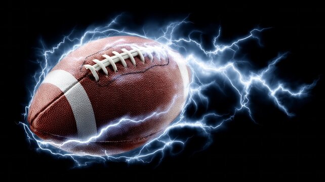 A football is shown with lightning bolts surrounding it - Powered by Adobe