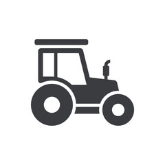 Black Flat Farm Tractor Agriculture Icon