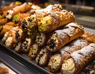 A display of cannoli