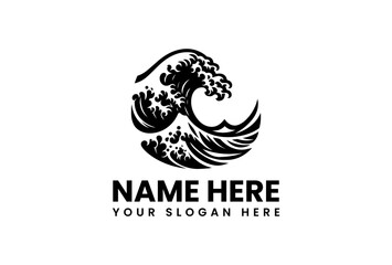 Bold Black Wave Logo with Text for Branding and Design Purposes.