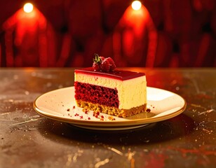 A lone slice of cake on a plate
