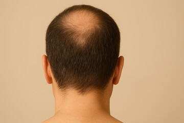 Fototapeta premium Balding scalp hair loss alcohol consumption man back head view male adult skin