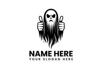 Cartoon Ghost with Thumbs Up Gesture and an Angry Expression.