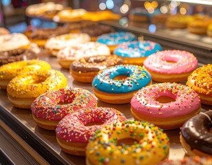 An array of colorful donuts