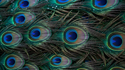 AI-Generated Close-up of colorful peacock feather background