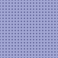 A seamless vector pattern featuring dusty indigo polka dots on a periwinkle grid background. Ideal for packaging, soft visuals, and paper design.
