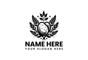 Fototapeta premium Elegant Black and White Logo Design Featuring Leafy Elements and Stars.