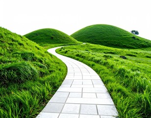 Path through green hills