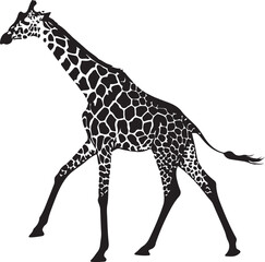 Naklejka premium Giraffe silhouette, standing giraffe silhouette on white background