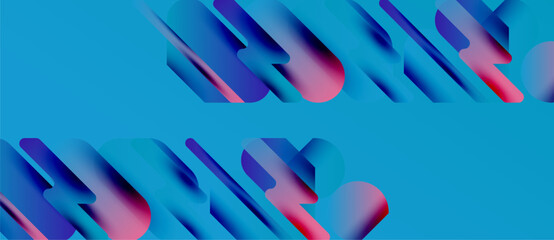 Abstract geometric shapes, vibrant blue background. Gradient colors create depth, modern design elements visible. Minimalist composition.