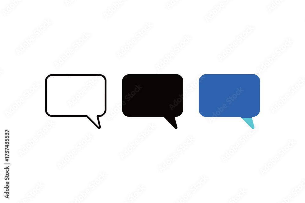 Wall mural speech bubble chat icon set - outline, solid, and colorful styles for message and communication app 