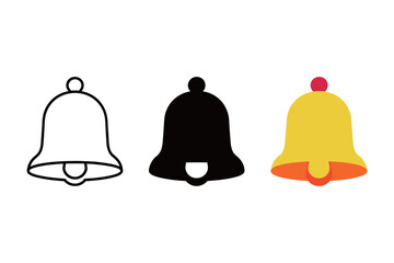 Notification Bell Ringing Icon Set - Outline, Filled, and Colorful Styles for Alerts and New Messages