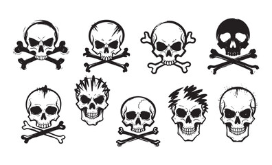 Skull and Crossbones Icon Set illustrations