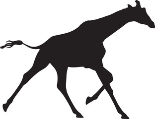 Giraffe silhouette, standing giraffe silhouette on white background