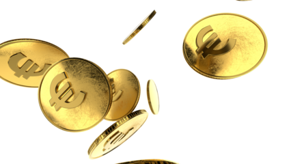 Gold money euro coin with a laurel wreath