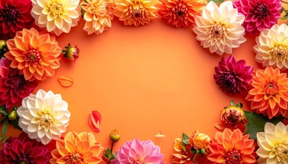Obraz premium A colorful floral border of daisy and gerbera flowers in pink, yellow, and orange creates a beautiful summer frame of nature