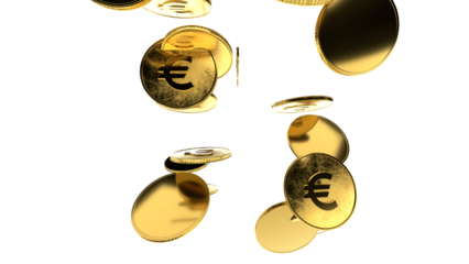 Gold money euro coin with a laurel wreath