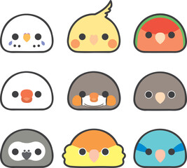 Obraz premium 鳥の顔アイコンセット