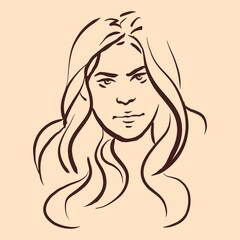 abstract of a girl with long hair vector for illustration card decoration