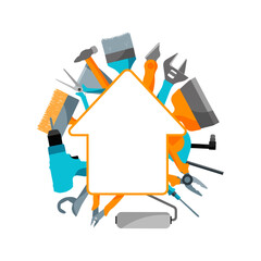 Home repair concept. Tools for builder, installer, locksmith, engineer, repair.