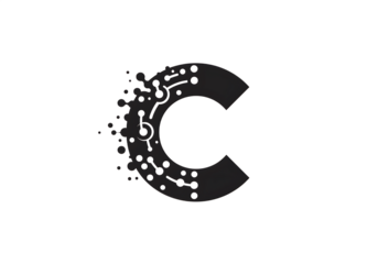 Abstract representation of a letter 'C' with water droplets, suggesting freshness and clarity