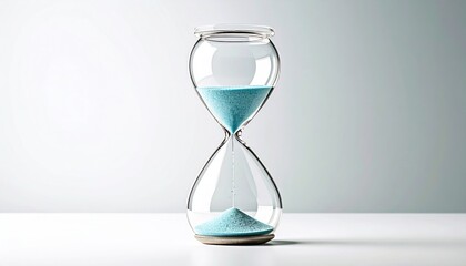 Hourglass with water instead of sand, flowing calmly, time and mindfulness concept
