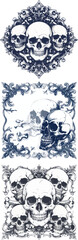 Fototapeta premium Decorative border with skulls and bones.eps