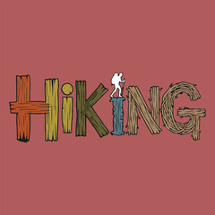Rustic Hiking Typography Logo with Outdoor Elements
