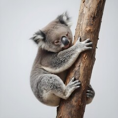 Naklejka premium Baby koala hugging a tree 