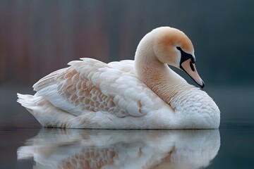 Swanling peacefully glides on calm water evoking serenity and gentle natural beauty