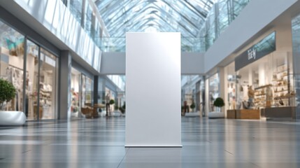 Blank Roll-Up Banner Mockup in Modern Shopping Mall