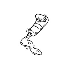 Paint Tube Squeezing Out doodle hand drawn icon sketch vector illustration