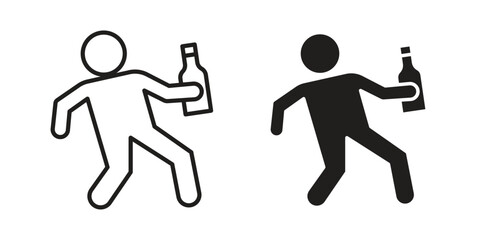 Drunk human icon vector sign symbol
