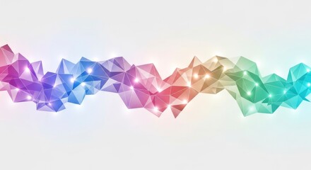 Vibrant abstract low poly background with colorful gradient and sparkling lights.