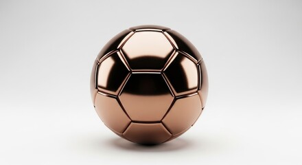 Luxurious bronze soccer ball on a clean white background, representing success and elegance.