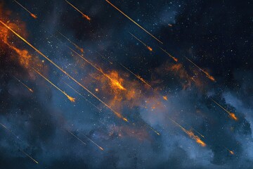 Aries constellation drawn with fiery comet trails, vibrant cosmic background, fantasy concept art