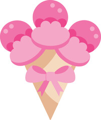 30 cute pink ice cream cones shimmering vector illustration scalable eps icon bundle