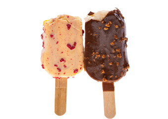 Chocolate ice cream on a stick isolated