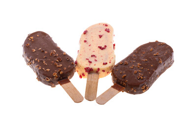 Chocolate ice cream on a stick isolated